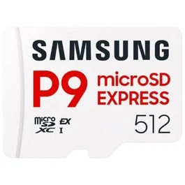 Samsung P9 Express Tarjeta microSDXC 512GB SD Express, Lectura 800 MB/s, U3, V30, A1, Compatible Consolas - MB-MK512T/WW